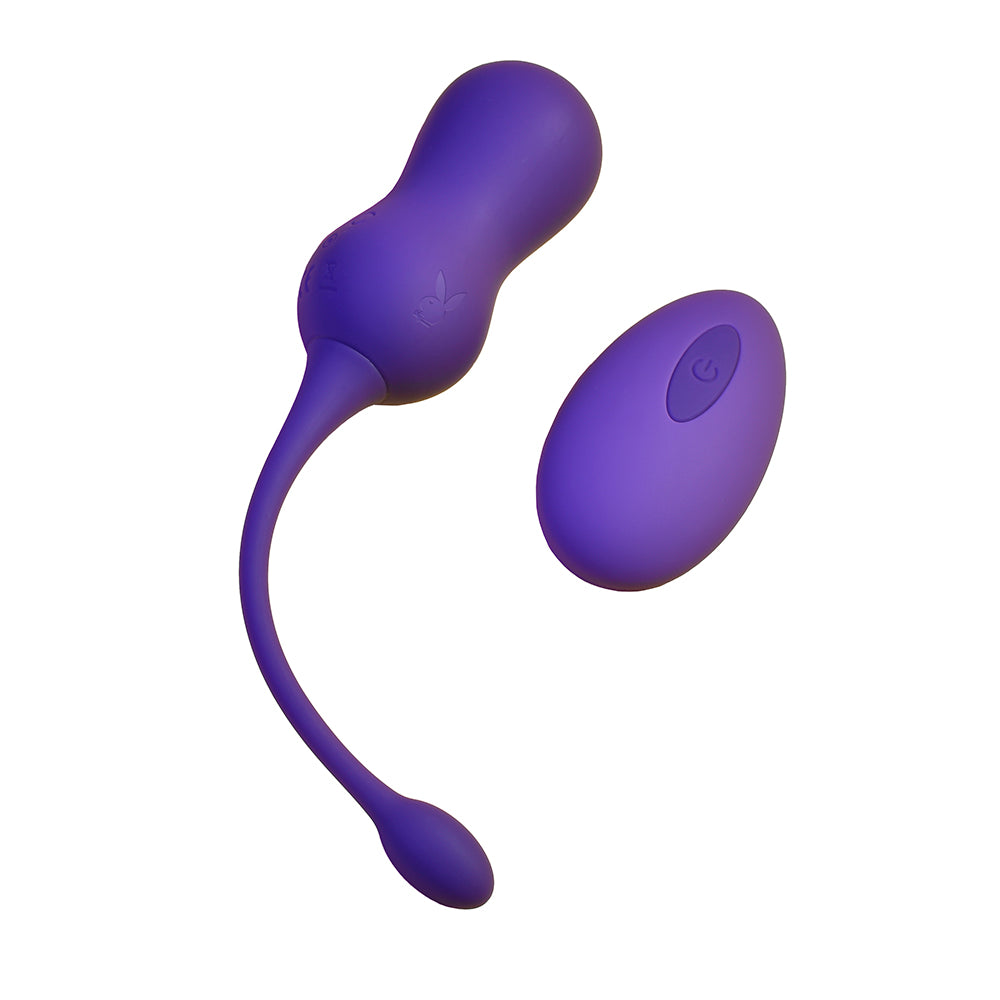 Playboy - Playboy Double Time Rechargeable Remote Controlled Vibrating Silicone Dual Kegel Balls Acai - Vibrators - Silicone