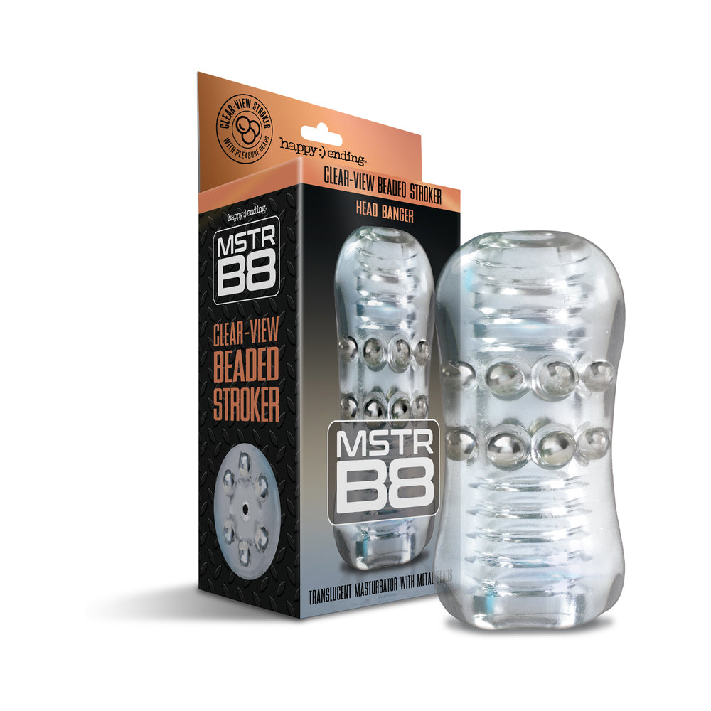 Global Novelties - MSTR B8 Clear-View Beaded Stroker Head Banger - Masturbation Aids for Males