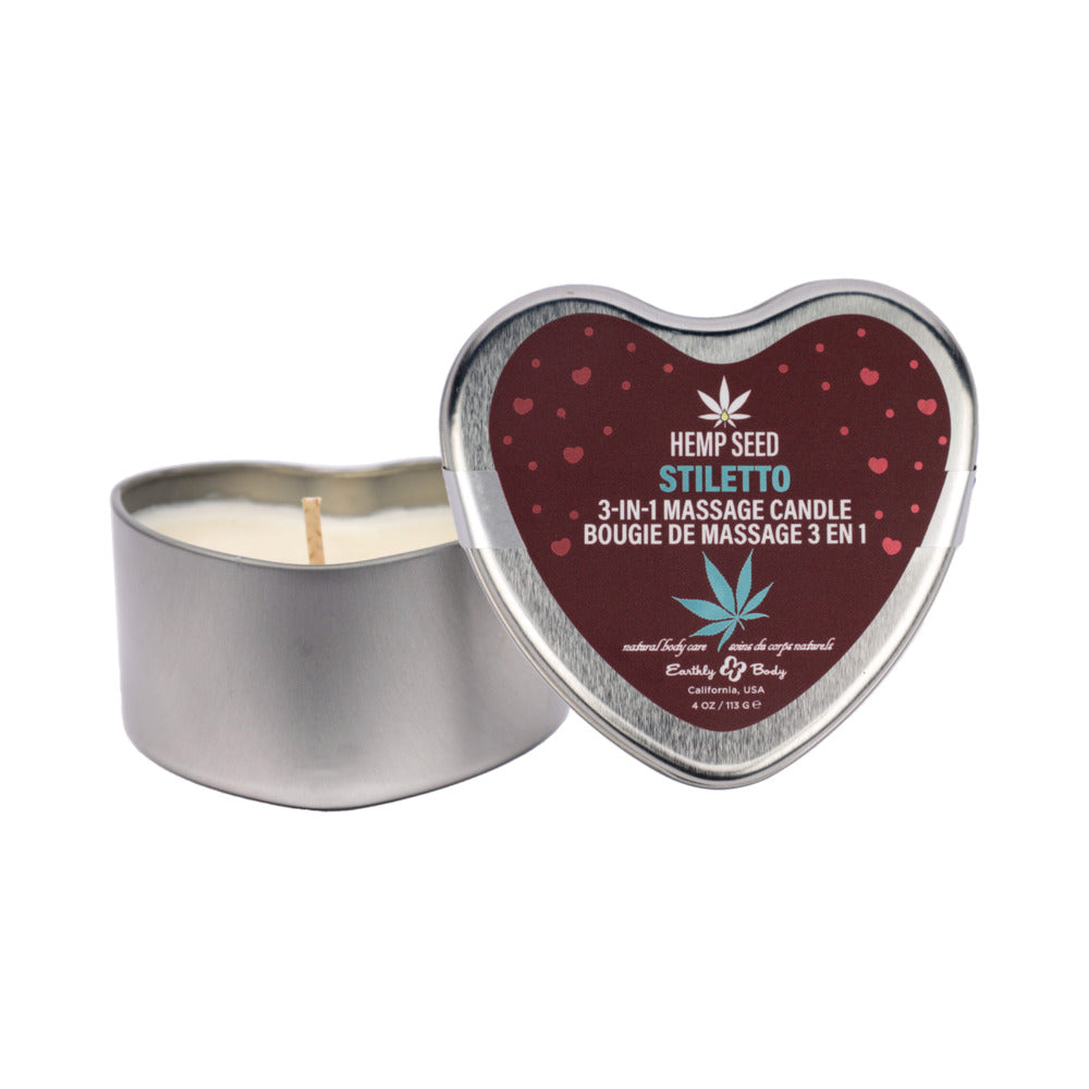 Earthly Body - Earthly Body Hemp Seed Valentine 3-in-1 Massage Candle Stiletto 4.7 oz. - Lubricants, Creams & Glides