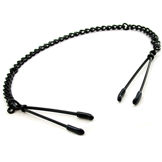 PHS International - H2H Nipple Clamps Tweezer With Chain (Black) - Bondage & Fetish Toys - Metal