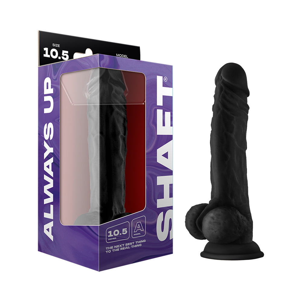 Shaft - Shaft Model A 10.5 in. Liquid Silicone Dong with Balls Black - Dildos - Silicone