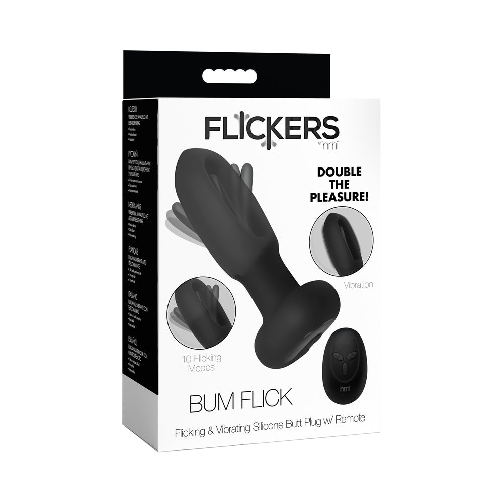 XR Brands - Flickers Bum Flick Flicking & Vibrating Silicone Butt Plug with Remote - Anal Toys & Stimulators - Silicone
