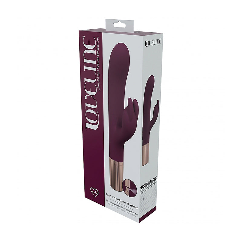 Shots - LoveLine Traveler Rabbit Silicone Rechargeable Splashproof Burgundy - Vibrators - Silicone
