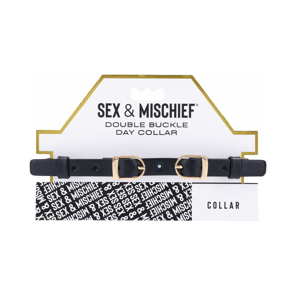 Sportsheets - Sportsheets Sex & Mischief Double Buckle Day Collar - Bondage & Fetish Toys - Faux Leather/Vegan Leather
