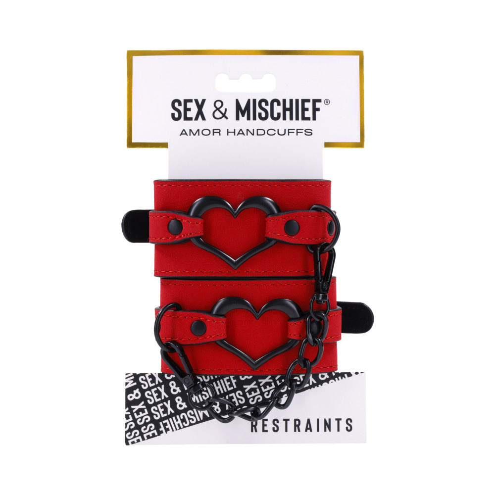 Sportsheets - Sportsheets Sex & Mischief Amor Handcuffs - Bondage & Fetish Toys - Faux Leather/Vegan Leather
