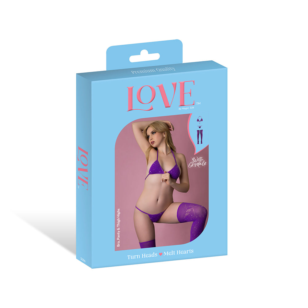 Magic Silk - "Magic Silk Seamless Bra, Panty & Thigh Highs Violet O/S" - General