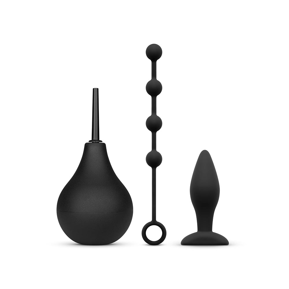 Nexus - Nexus Anal Beginner Kit with Douche, Silicone Beads, Small Silicone Butt Plug Black - Anal Toys & Stimulators - Silicone