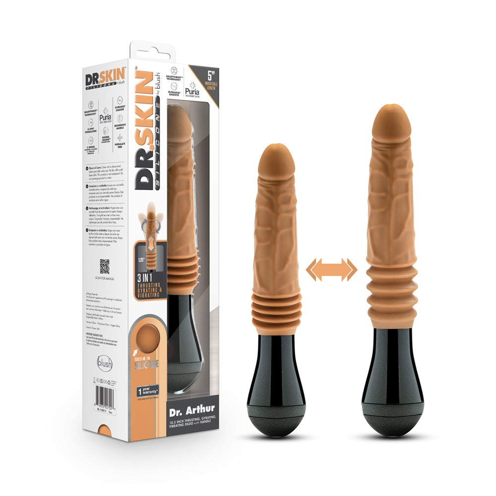 Blush - Dr. Skin Silicone Dr. Arthur Thrusting Gyrating Vibrating Dildo Tan - Dildos - Silicone