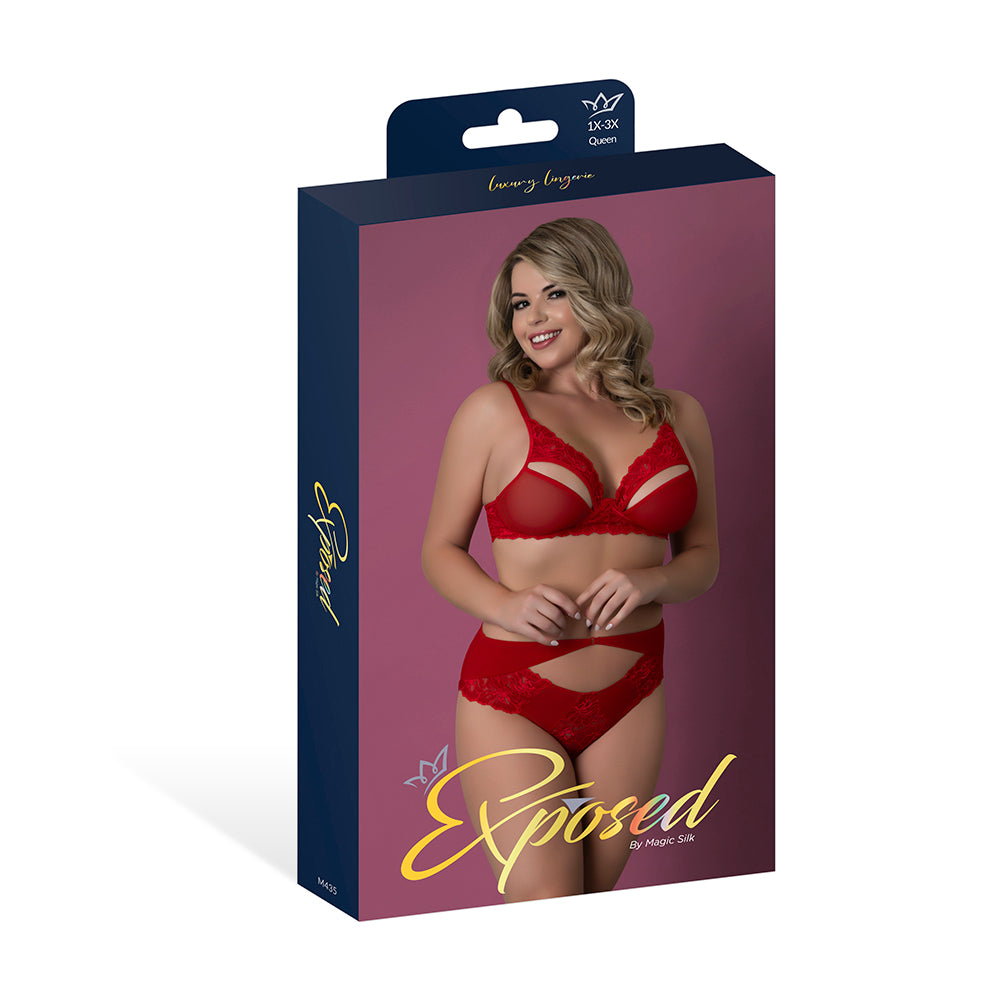 Magic Silk - Magic Silk Rush Bra & Panty Set Red Queen Size - General