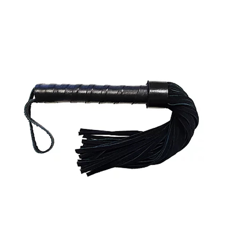 Rouge Garments - Short Suede Flogger with Leather Handle - BLACK - Bondage & Fetish Toys - Leather
