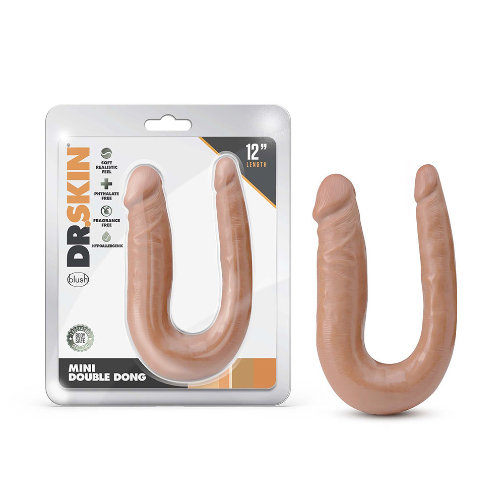 Blush - Dr. Skin Mini Double Dong Realistic 12 in. Dual-Ended Dildo Tan - Dildos - PVC