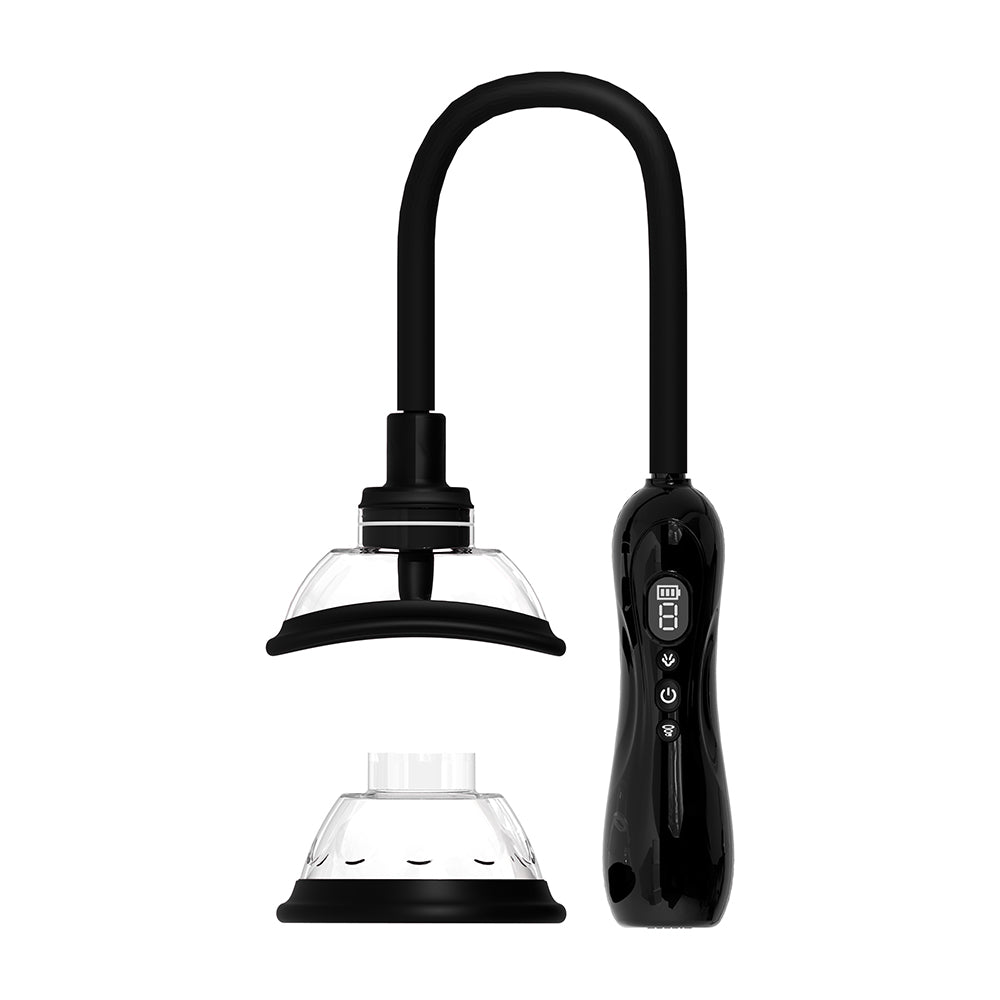 Shots - PUMPED Automatic Rechargeable Vulva & Breast Pump with Tongue Stimulator Black - Pumps & Enlargers