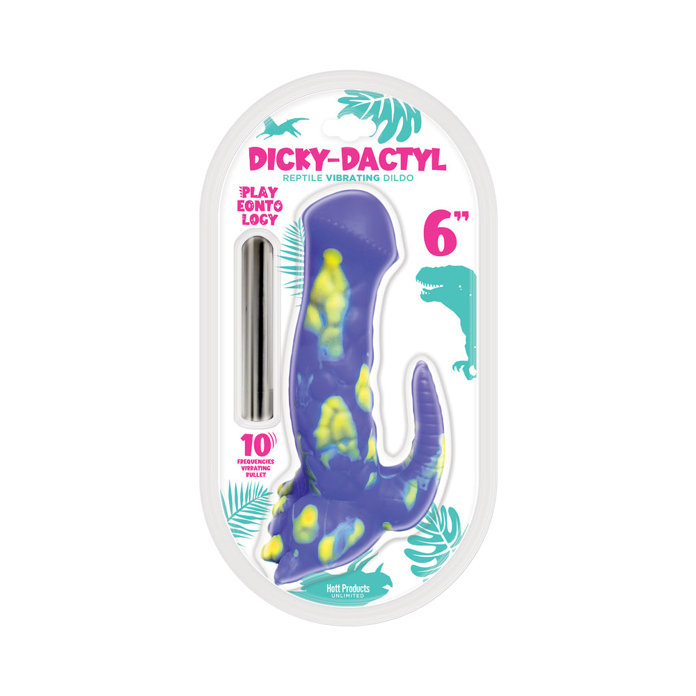 Hott Products Playeontology Series Dickydactyl Vibrating Silicone Dildo Multi-Speed 6 in.