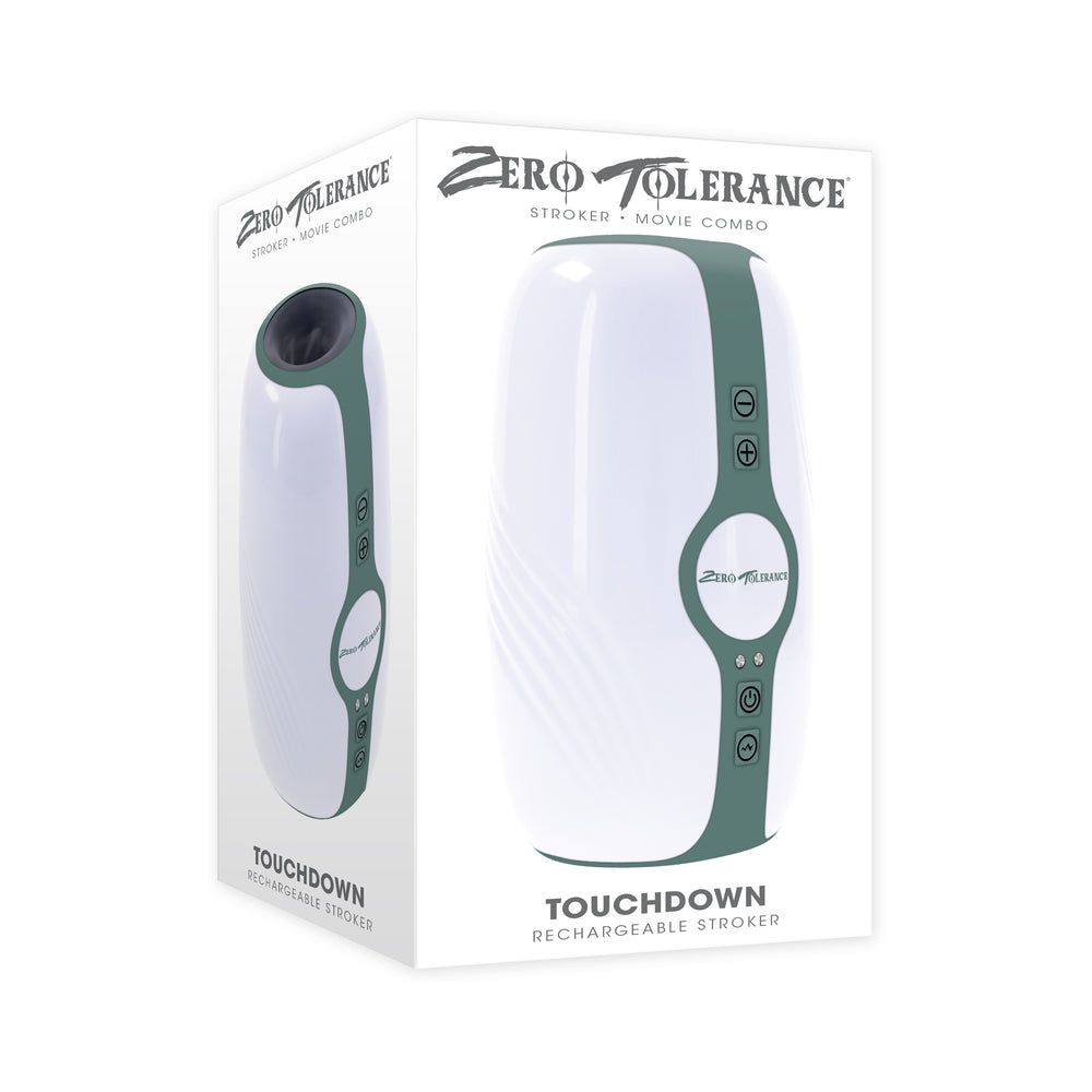 Zero Tolerance - Zero Tolerance Touchdown Rechargeable Vibrating Tightening Stroker Silicone White - Masturbation Aids for Males - Silicone