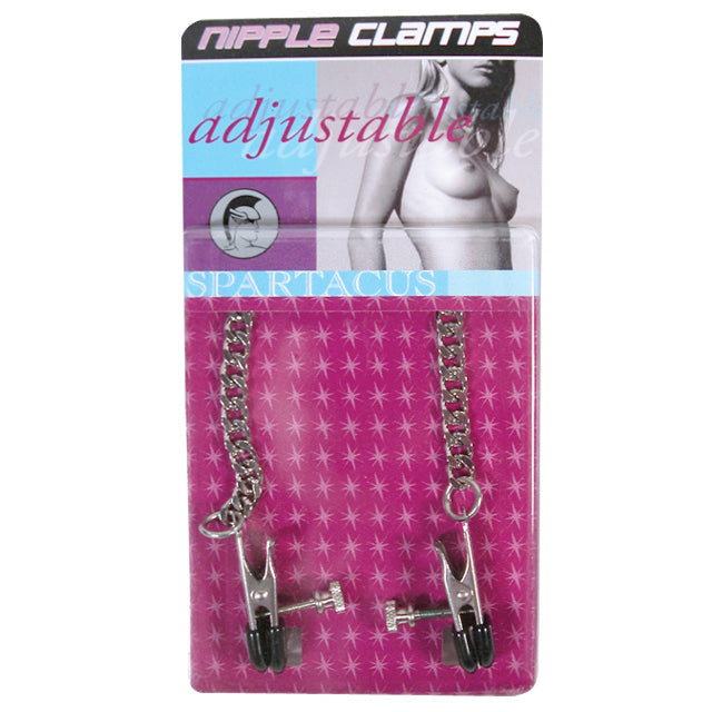 Spartacus - Classic Adjustable Nipple Clamps Rubber Tipped - Bondage & Fetish Toys - Metal