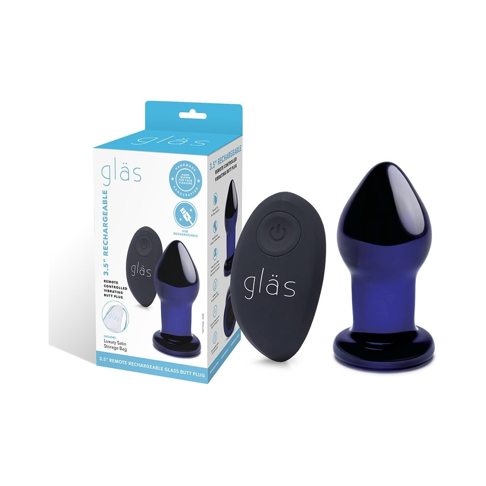 Electric Eel - Glas 3.5 in. Rechargeable Remote-Controlled Vibrating Butt Plug - Anal Toys & Stimulators - Glass