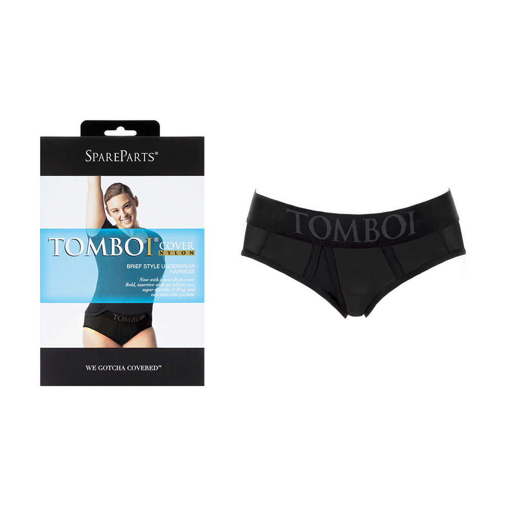 SpareParts - SpareParts Tomboi Cover Brief Style Underwear Harness Nylon Black/Black 4XL - Harnesses & Strap-Ons - Nylon