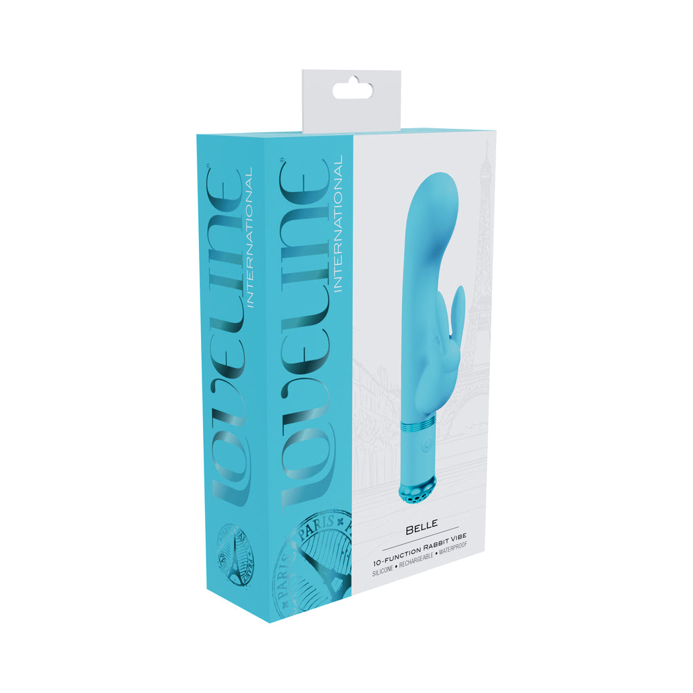 Shots - Loveline Belle Rechargeable Silicone Rabbit Vibrator Blue - Vibrators