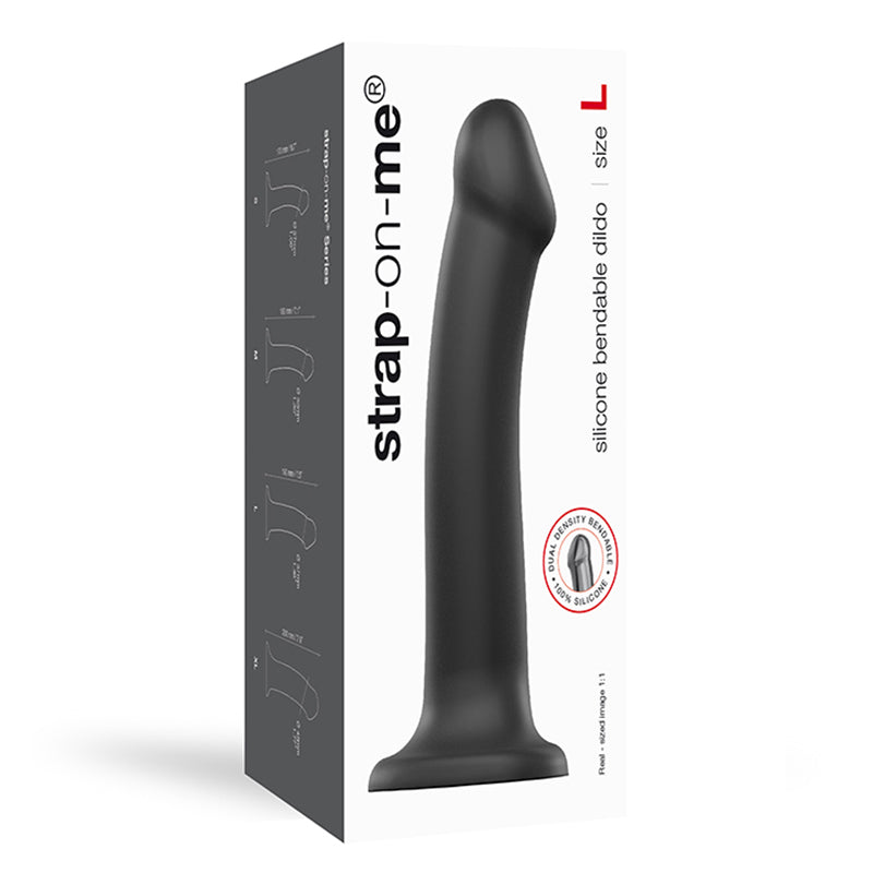 Lovely Planet - Strap-On-Me Bendable Dual-Density Silicone Dildo Black L - Dildos - Silicone