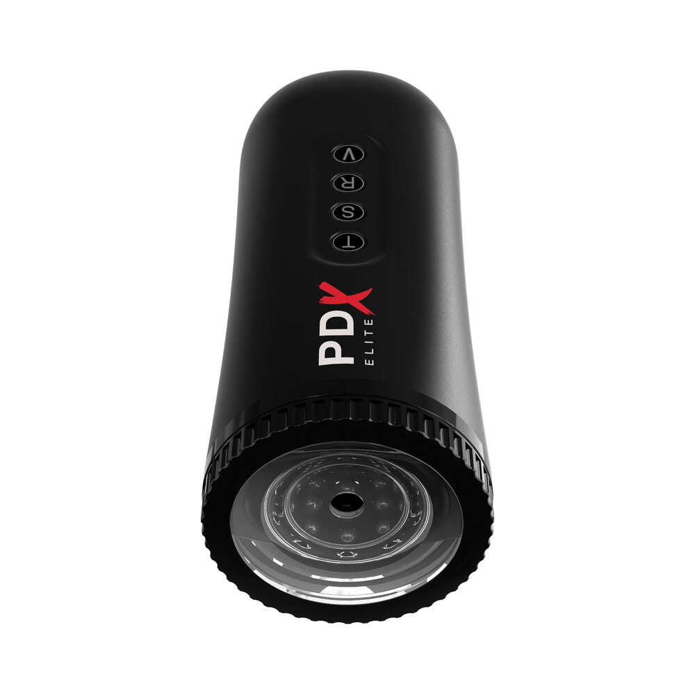 PDX Brands - PDX Elite Moto Blower Rechargeable Thrusting Vibrating Suction Masturbator Clear/Black - Masturbation Aids for Males - TPE/TPR/Elastomers