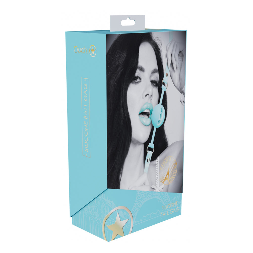 Shots - Ouch! International Paris Collection Silicone Ball Gag Blue - Bondage & Fetish Toys - Silicone