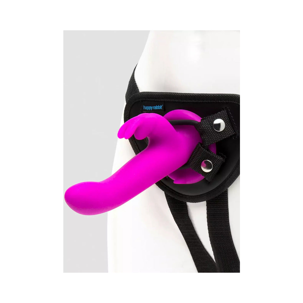 Happy Rabbit - Happy Rabbit Rechargeable Silicone Vibrating Strap-On Harness Set Purple - Vibrators - Silicone