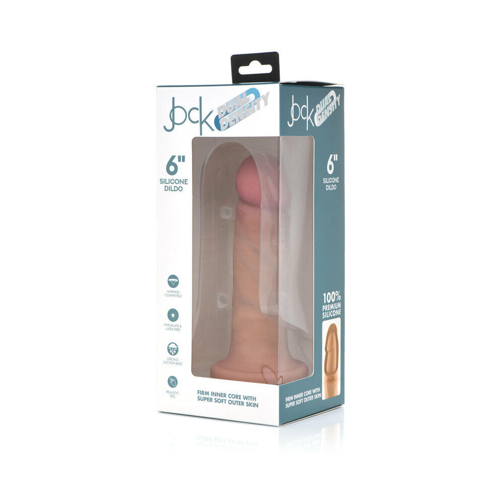 Curve Novelties - Curve Toys Jock Dual Density 6 in. Silicone Dildo with Suction Cup Light - Dildos - Silicone
