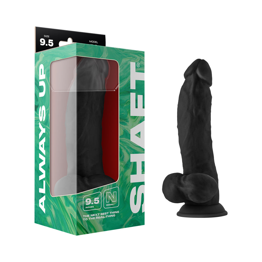 Shaft - Shaft Model N 9.5 in. Liquid Silicone Dong with Balls Black - Dildos - Silicone