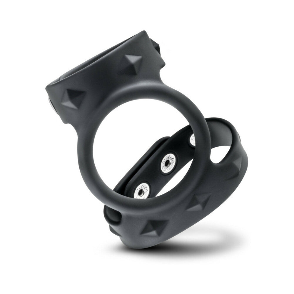 Blush - Performance VS8 Silicone Double Cock & Ball Strap Black - Cockrings - Silicone