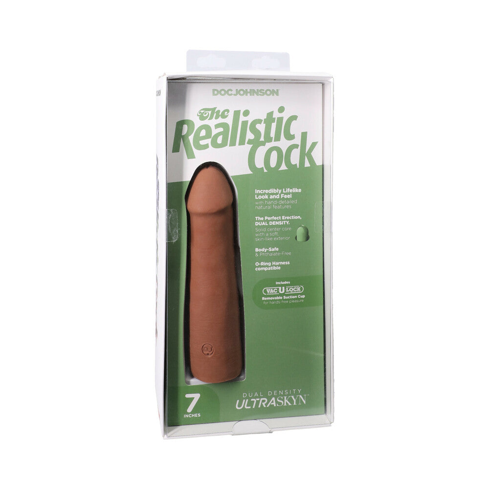 Doc Johnson - The Realistic Cock 7 in. ULTRASKYN Vac-U-Lock Dildo Caramel - Dildos - TPE/TPR/Elastomers