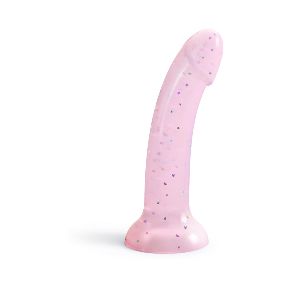 Lovely Planet - Love to Love Dildolls Starlight 6 in. Silicone Dildo with Multicolor Star Glitter Pink - Dildos - Silicone