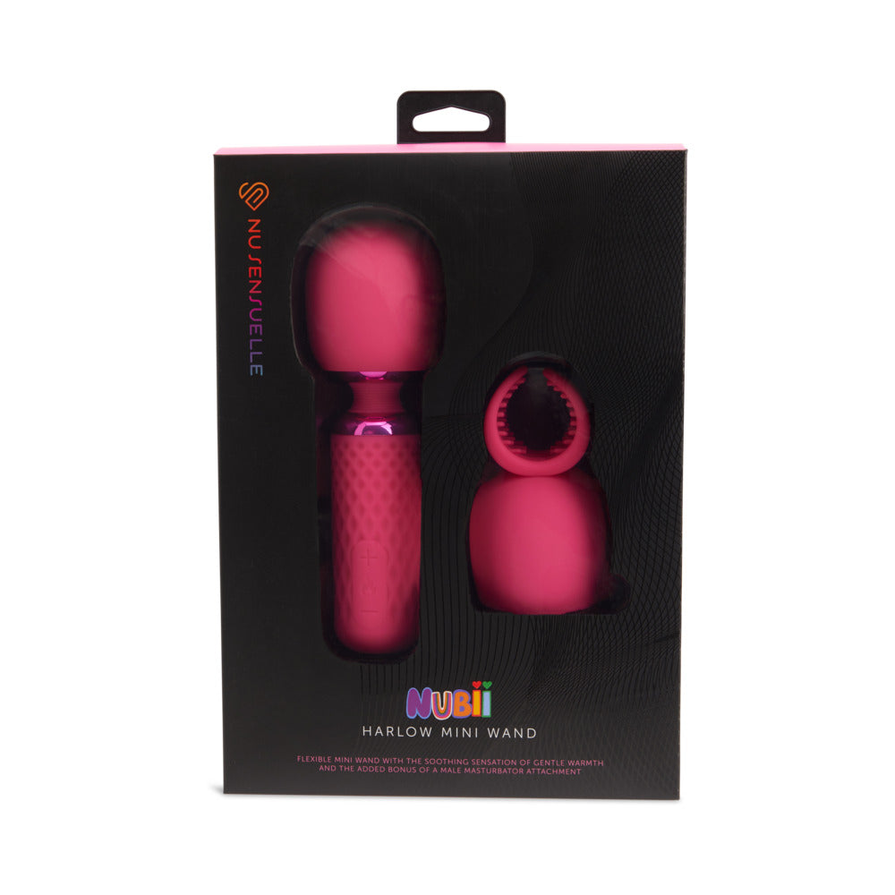 Nu Sensuelle - Nu Sensuelle Harlow Nubii Mini Wand W/ Masturbator Pink - Masturbation Aids for Males - Silicone