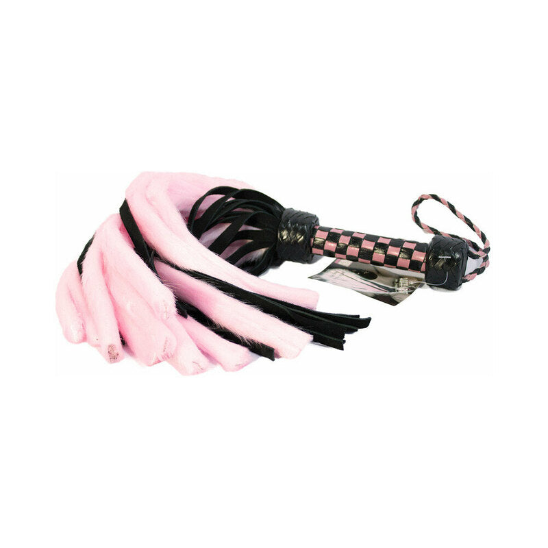 Ruff Doggie Styles - Suede & Fluff Mini Flogger Pink - Bondage & Fetish Toys - Leather
