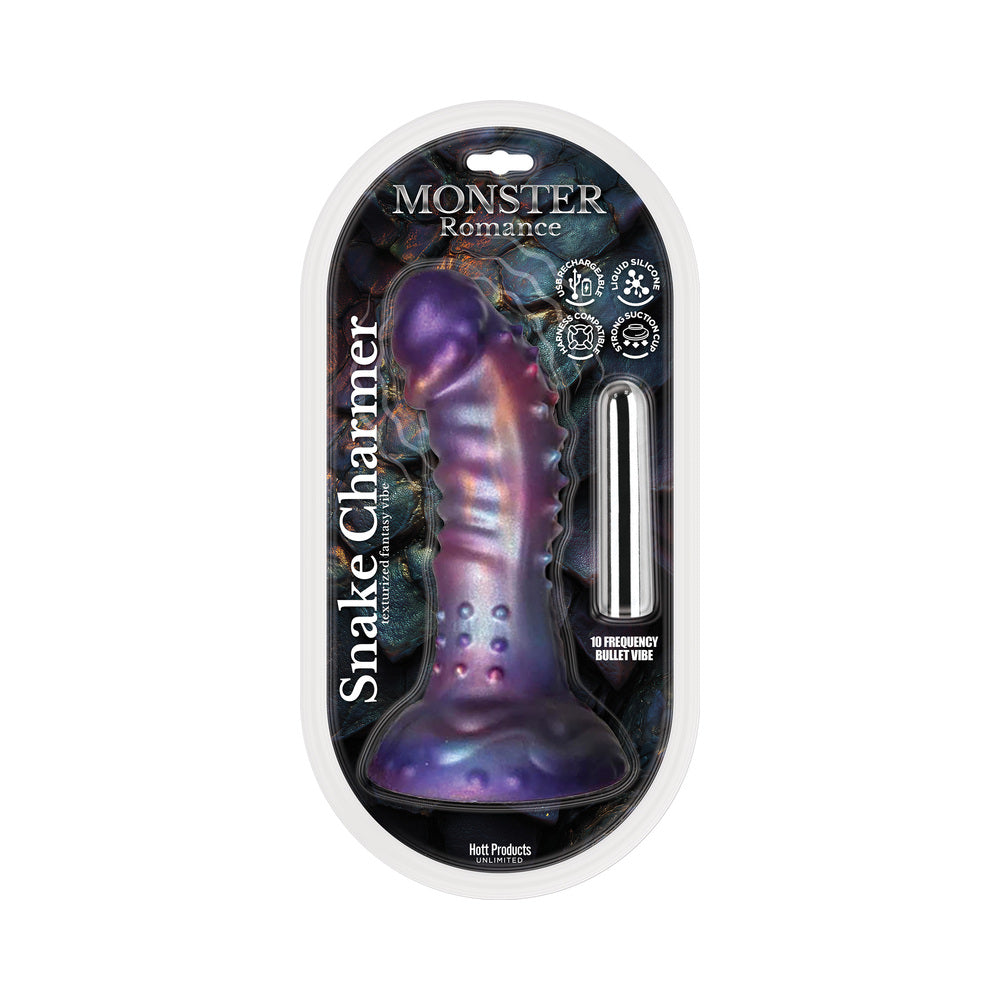 Hott Products - Monster Romance Snake Charmer Silicone Dildo with Multi-Speed Bullet - Dildos