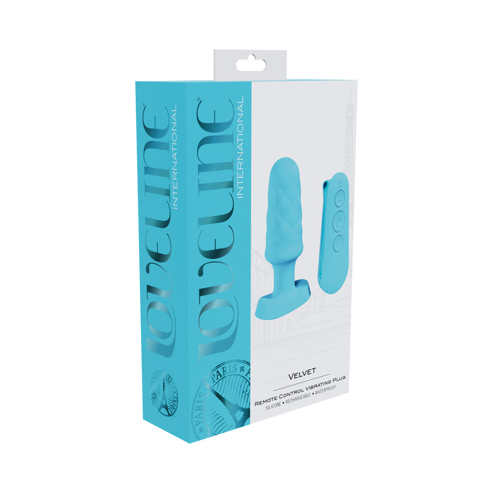 Shots - Loveline Velvet Rechargeable Silicone Remote Control Vibrating Plug Blue - Vibrators