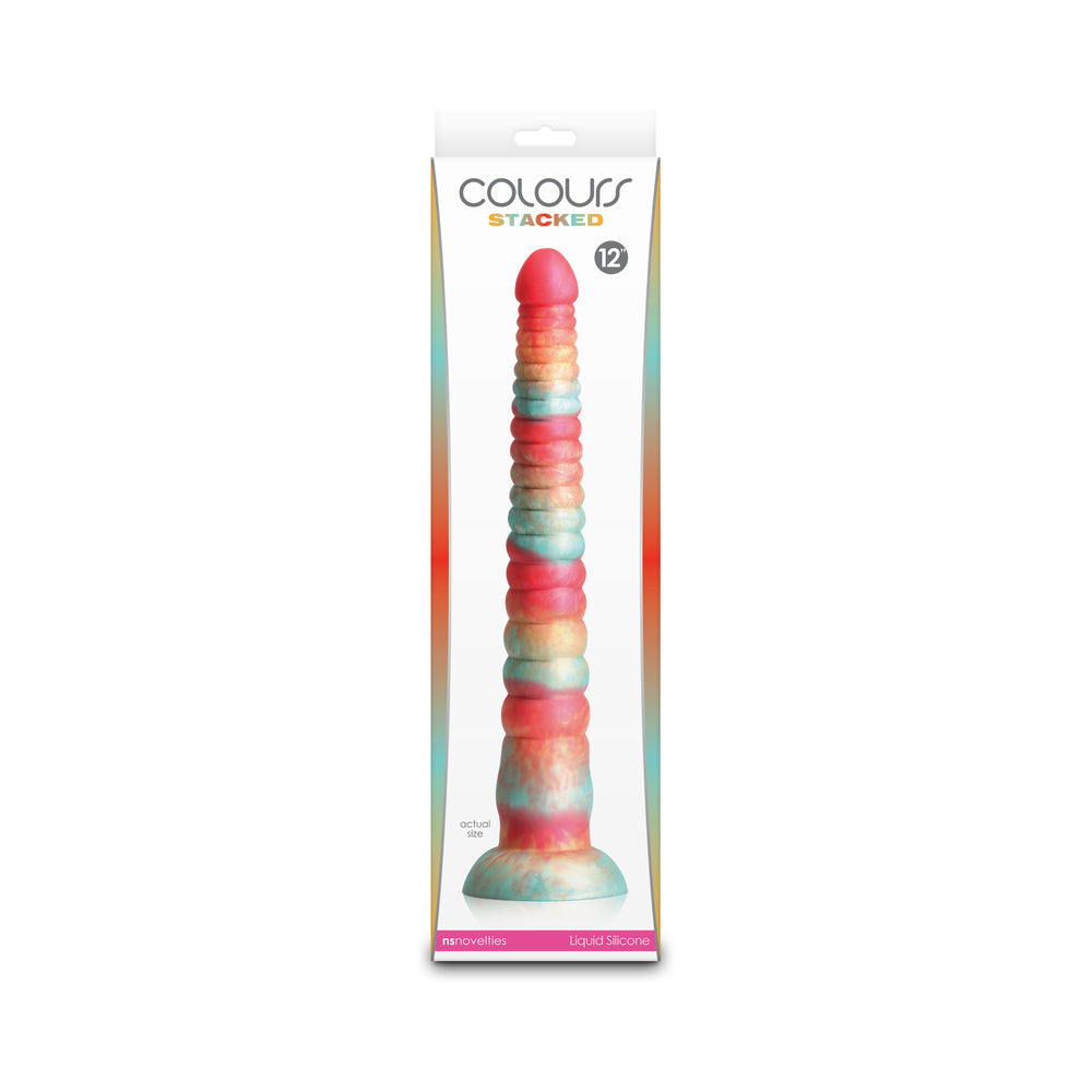 NS Novelties - Colours Stacked 12 in. Dildo Red/Gold - Dildos - Silicone