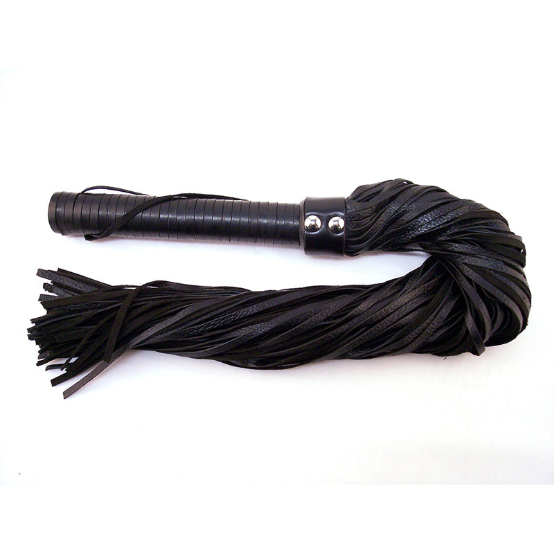 Rouge Garments - Rouge Flogger, Leather w/Leather Handle Black - Bondage & Fetish Toys - Leather