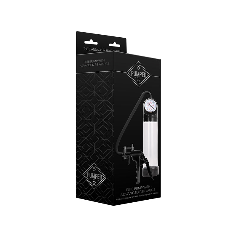 Shots - Pumped Elite Penis Pump With Advanced PSI Gauge Clear - Pumps & Enlargers - Silicone