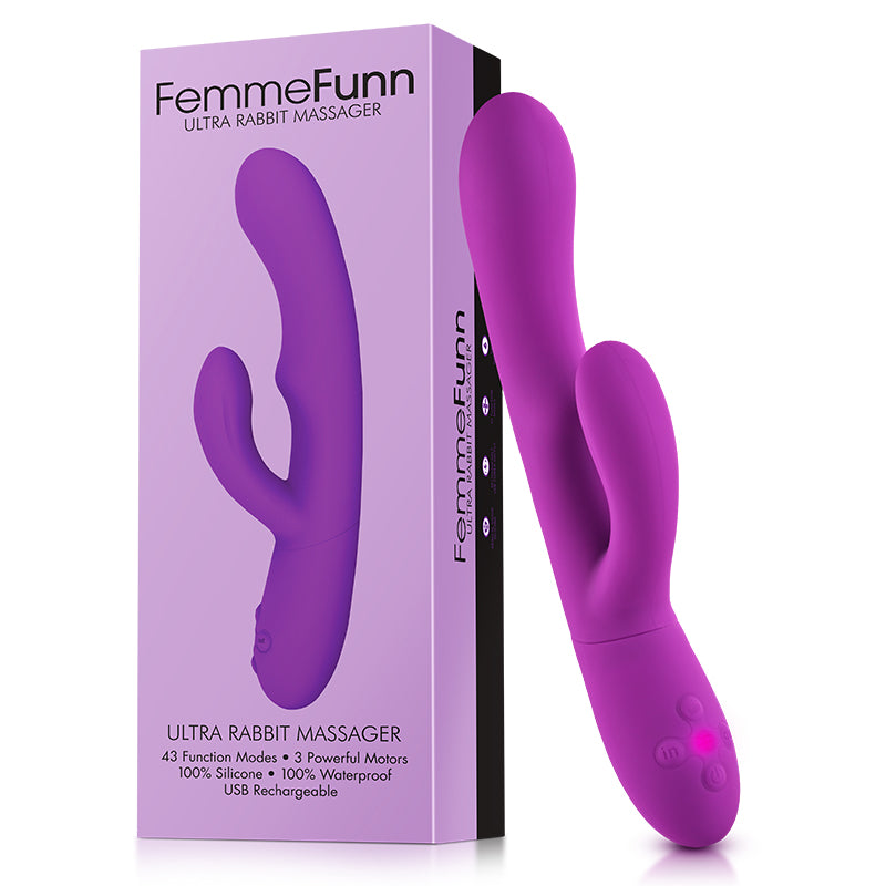 FemmeFunn - FemmeFunn Ultra Rabbit Rechargeable Silicone Dual Stimulation Vibrator Purple - Vibrators - Silicone