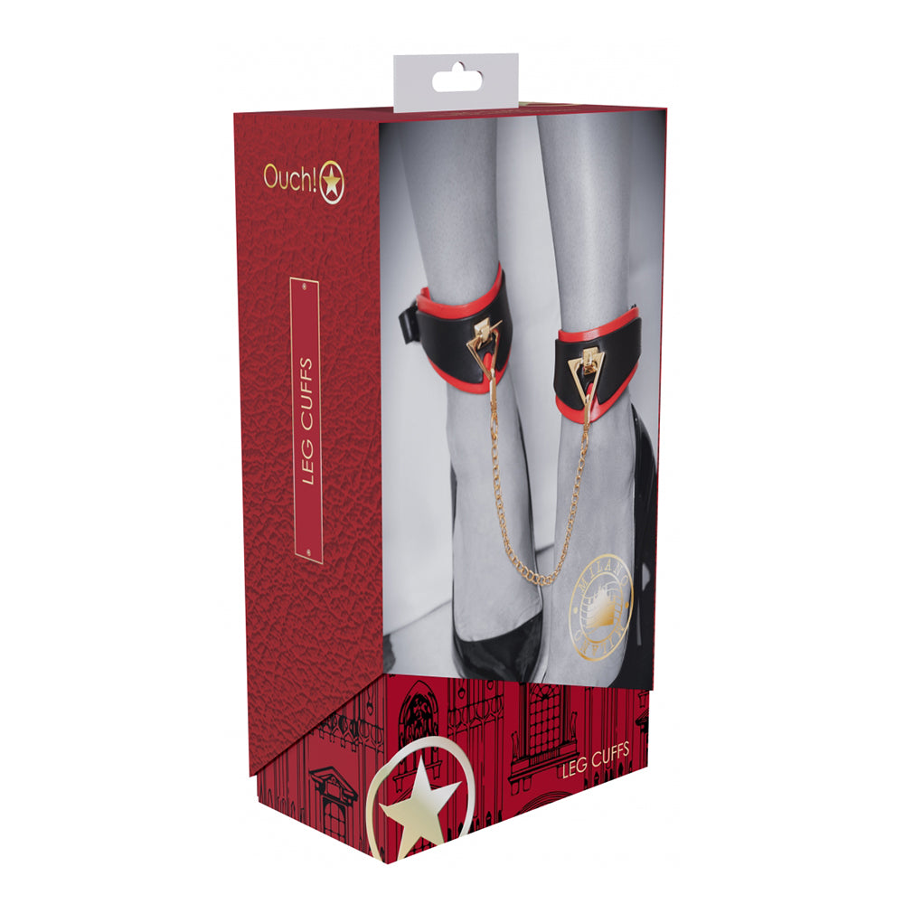 Shots - Ouch! International Milan Collection Leg Cuffs - Bondage & Fetish Toys - Leather
