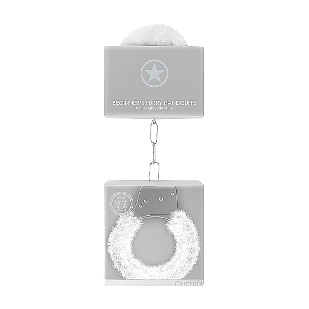 Shots - Ouch! Beginner''s Furry Handcuffs With Quick-Release White - Bondage & Fetish Toys - Fur