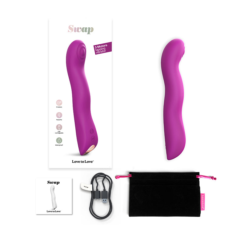 Lovely Planet - Love To Love Swap Rechargeable Triple Motor Tapping Silicone G-Spot Vibrator Sweet Orchid - Vibrators - Silicone