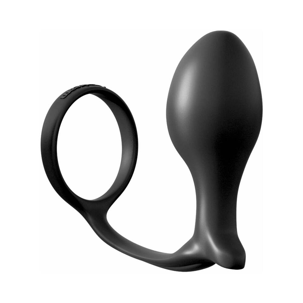 Pipedream - Anal Fantasy Collection Silicone Ass-Gasm Cock Ring Advanced Plug Black - Anal Toys & Stimulators - Silicone
