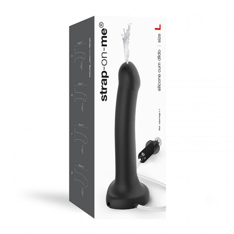 Lovely Planet - Strap-On-Me Silicone Cum Dildo Black Large (fluid not included) - Dildos - Silicone