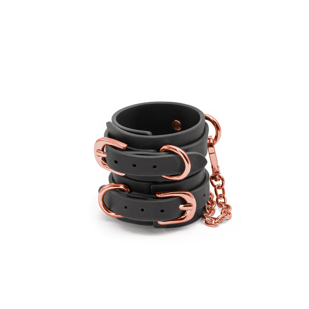 NS Novelties - Bondage Couture Wrist Cuffs Black - Bondage & Fetish Toys - Faux Leather/Vegan Leather