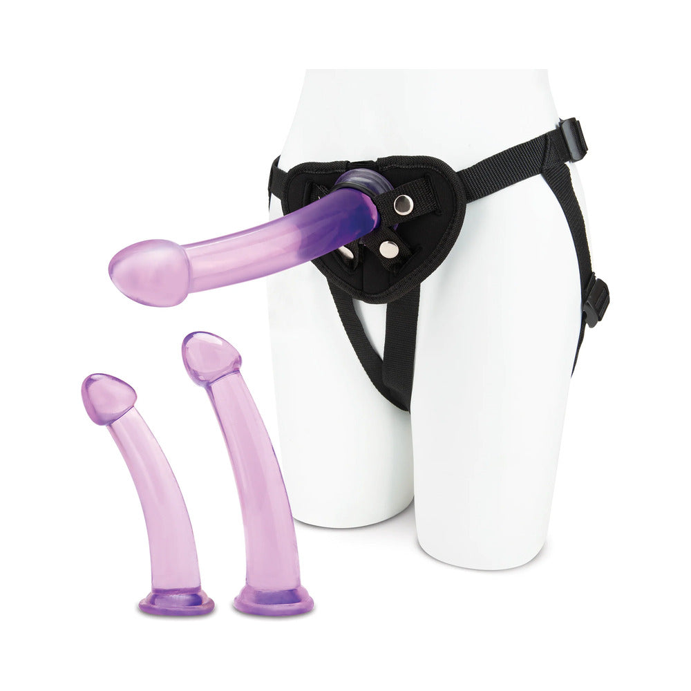Electric Eel - Lux Fetish Size Up 3-Piece Dildo & Harness Pegging Training Set - Harnesses & Strap-Ons - TPE/TPR/Elastomers