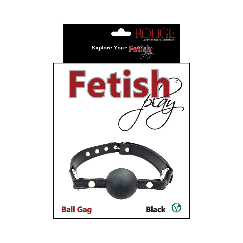 Rouge Garments - Rouge Fetish Play Vegan Ball Gag Black - Bondage & Fetish Toys - Faux Leather/Vegan Leather