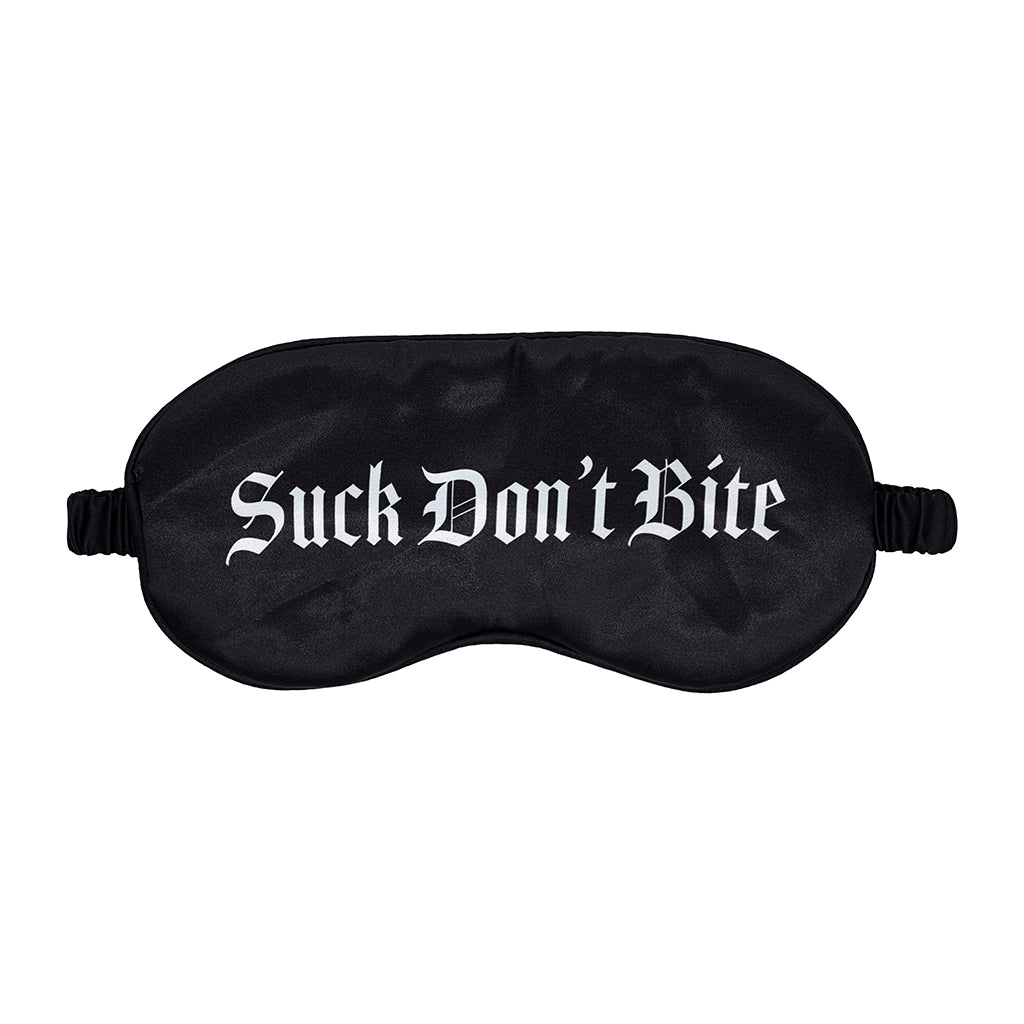 Shots - Ouch! Suck Don''t Bite Printed Mask Satin Black - Bondage & Fetish Toys