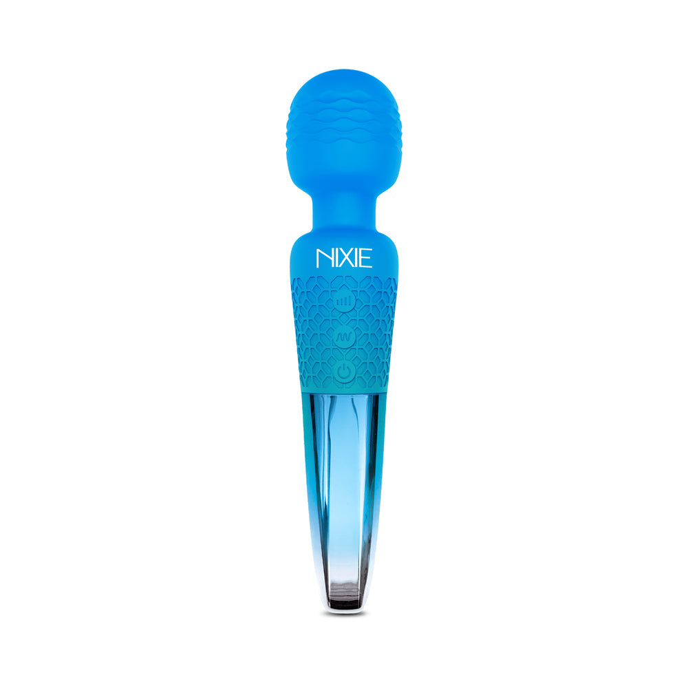 Global Novelties - Nixie Rechargeable Wand Massager Blue Ombre Metallic - Vibrators - Silicone