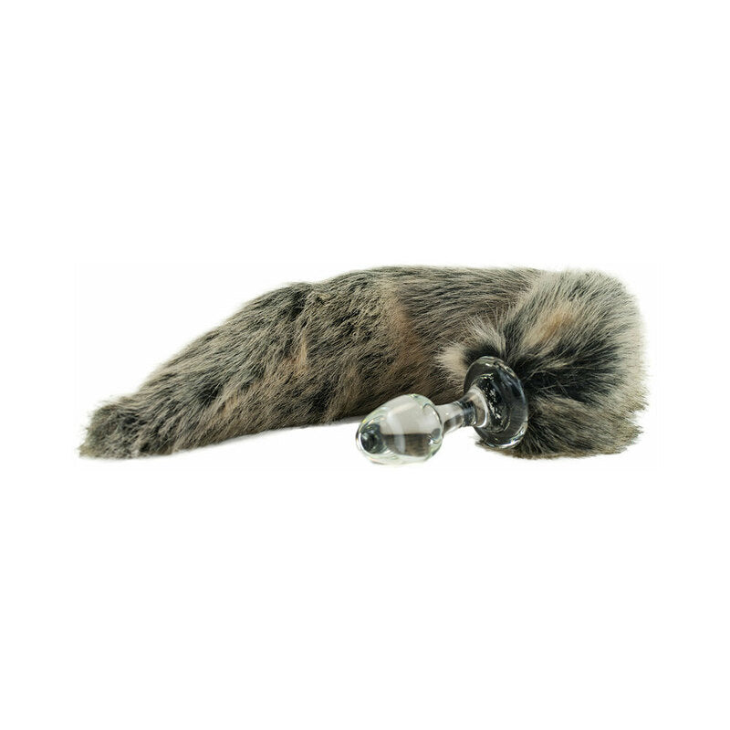 Crystal Delights - Crystal Delights Minx Faux Fur Tail Plug Grey Wolf - Anal Toys & Stimulators - Glass
